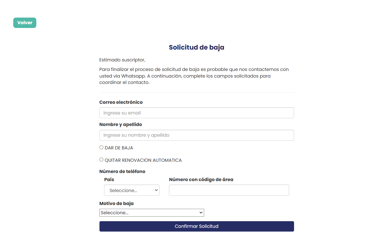 Paso 5 - Formulario de baja